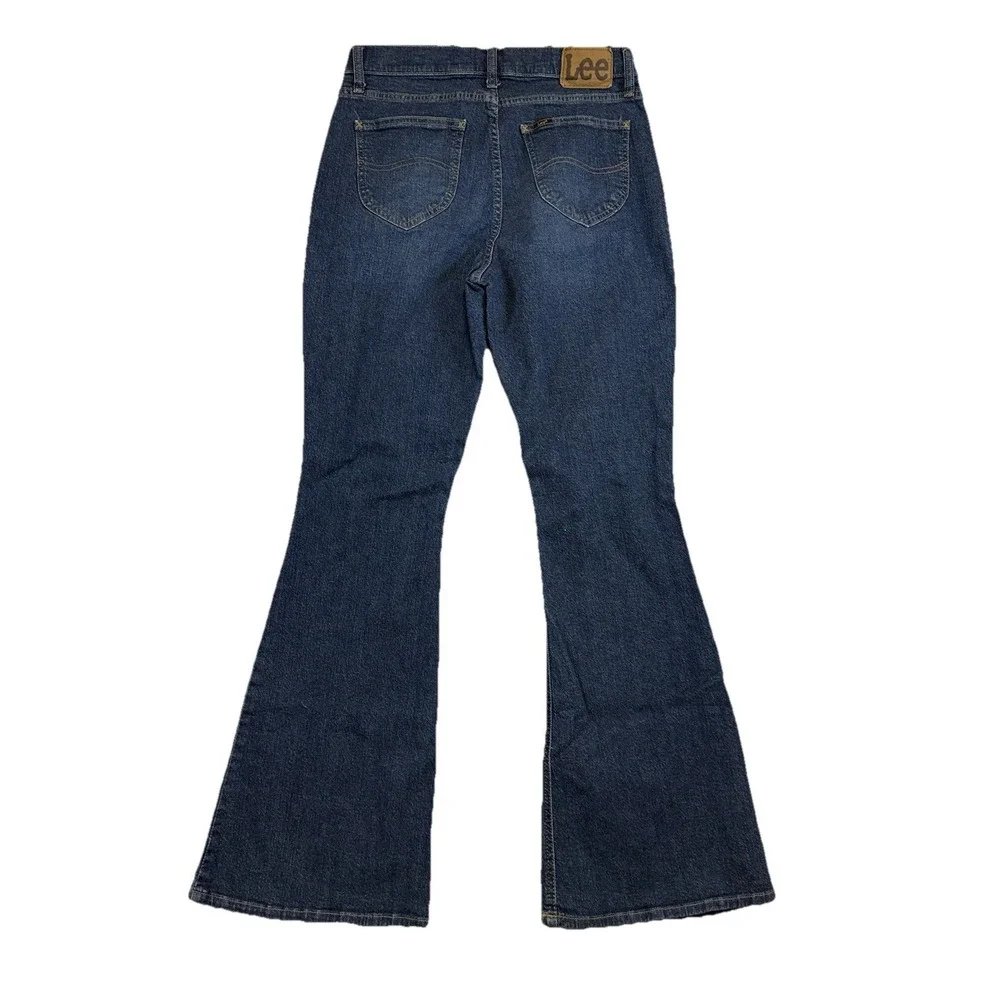 Lee Women's Legendary Flare‎ Leg Mid Rise Jeans Dark Wash Sz 10M Western Cowgirl